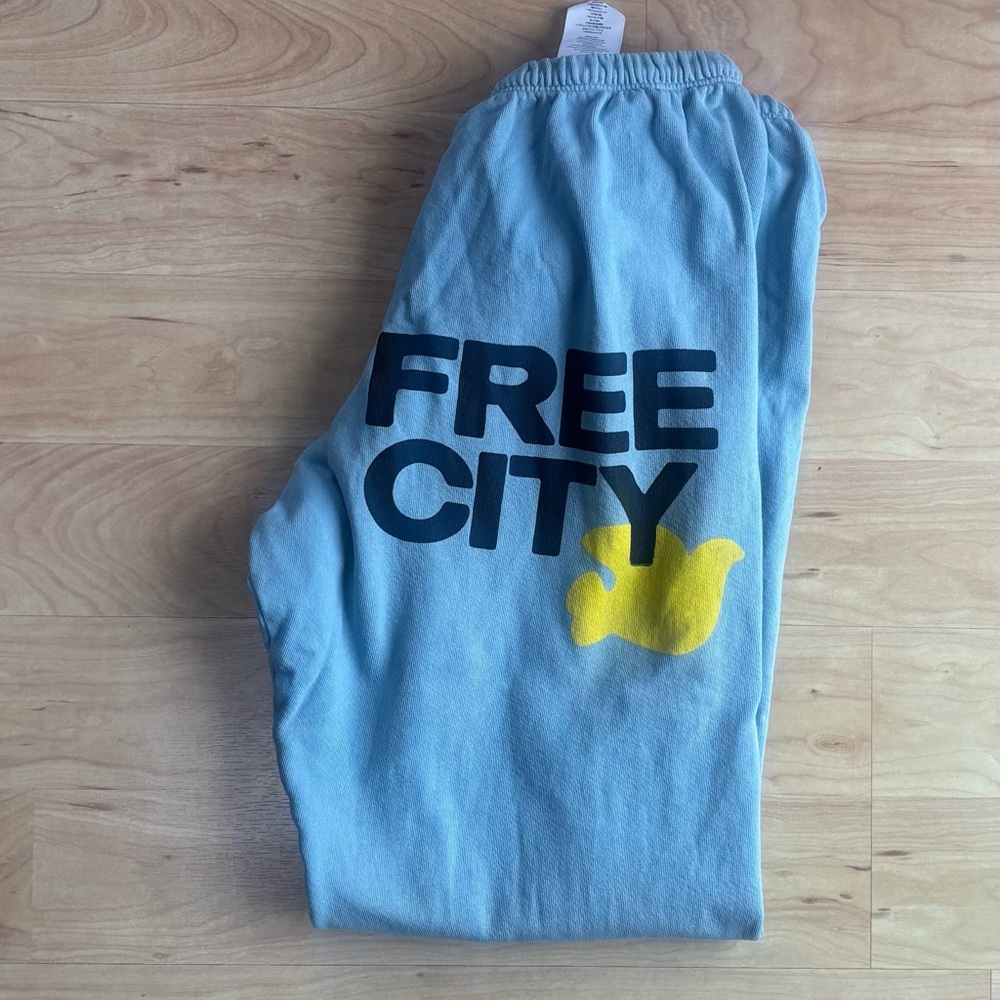 FREE CITY Light Blue Joggers with Yellow Accent